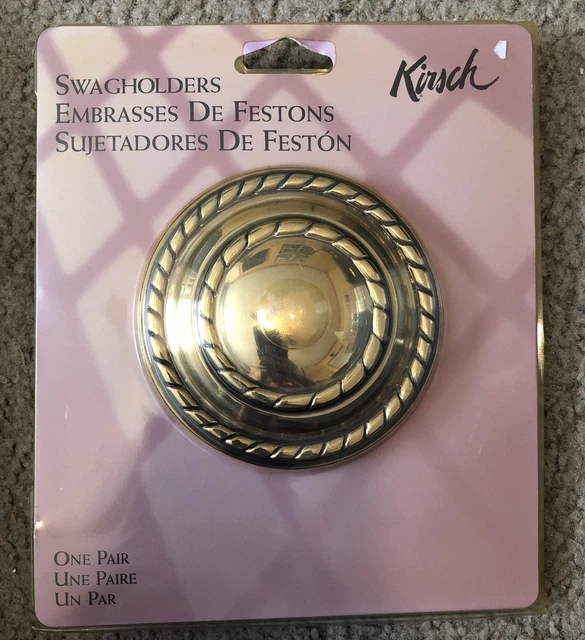 Vtg Kirsch Scarfholder Holdbacks One Pair Round 5459-063 Curtain Tie backs Brass