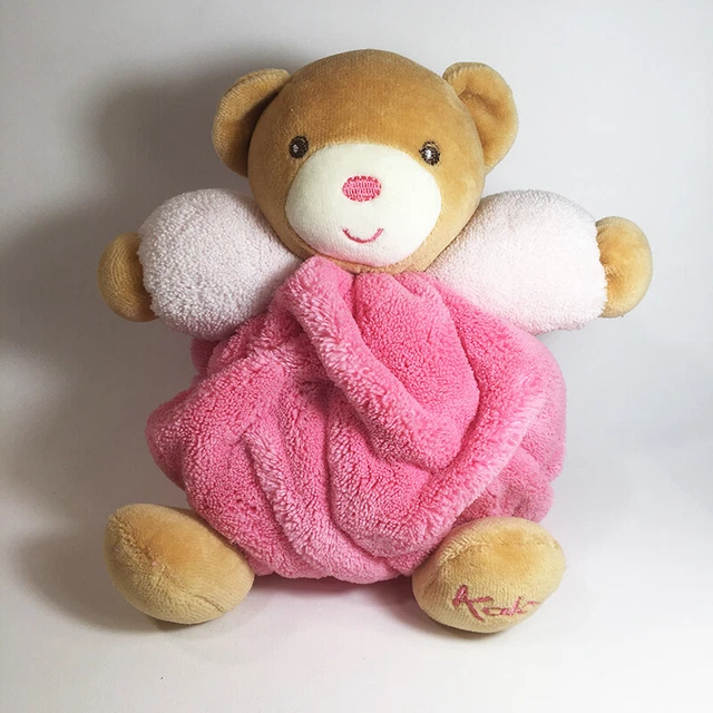 Ours Boule Plume KALOO Doudou Peluche Rose Fuchsia / Fushia & Rose Pâle TBE