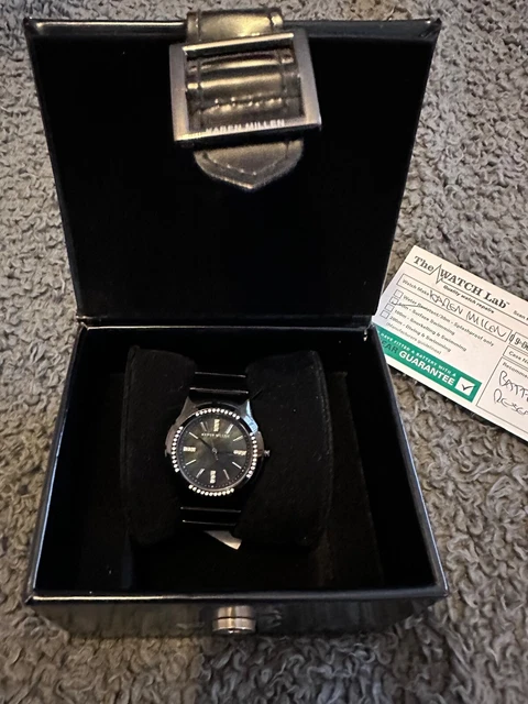Stunning Karen Millen watch black metal and diamante, new battery