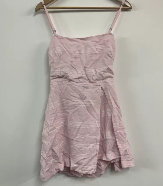 Free People Light Pink Playsuit/ Mini Dress Open Back Tie Up Size Small