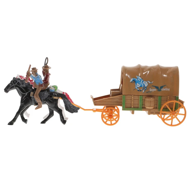 1 set West Cowboy Country Life Cowboy con statua di cavallo modello gioielli carrozza
