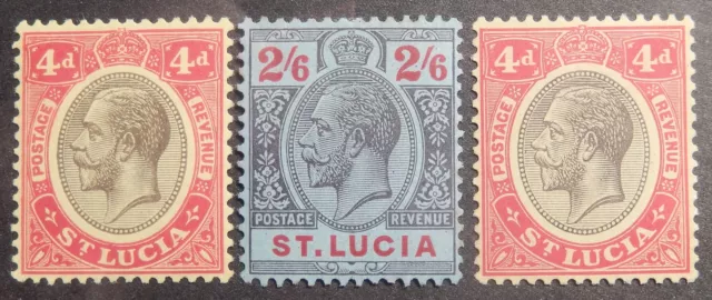 St. Lucia Scott # 73-75, Group of 3, Mint Original Gum (LH)