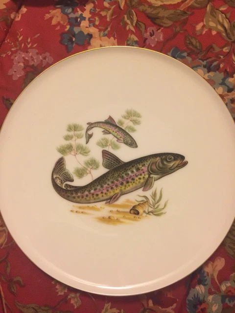 2 Vintage Bareuther Waldsassen made in Germany 14k gold trim , Fish Salad Plates