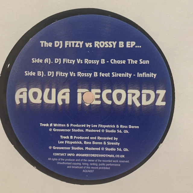 FITZY & ROSSY B - CHASE THE SUN - AQUA - Bounce Donk Scouse Hard House 12” Vinyl