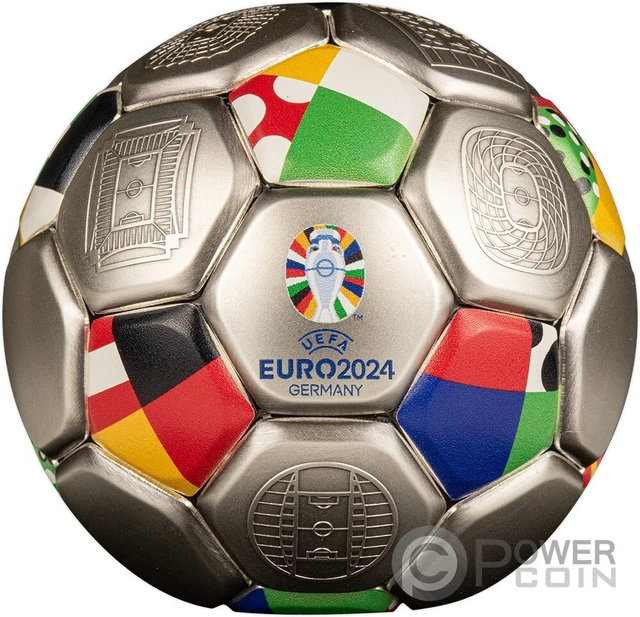 FOOTBALL UEFA EURO Spherical 3 Oz Silver Coin 10$ Solomon Islands 2024