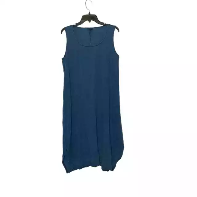 J. JILL PURE JILL Indigo Dress Size Large Long Sleeve Stretch Denim Blue  Women's
