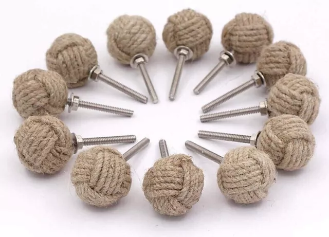 Antique Stylish Drawer Knob eco-friendly Jute Rope Round Drawer Pull Set of 50