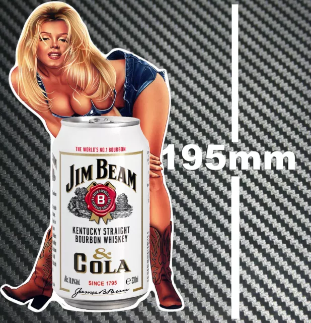 Jim Beam Whisky Can Pin Up Girl Sticker Speedway Toolbox Bar Fridge Man cave BBQ