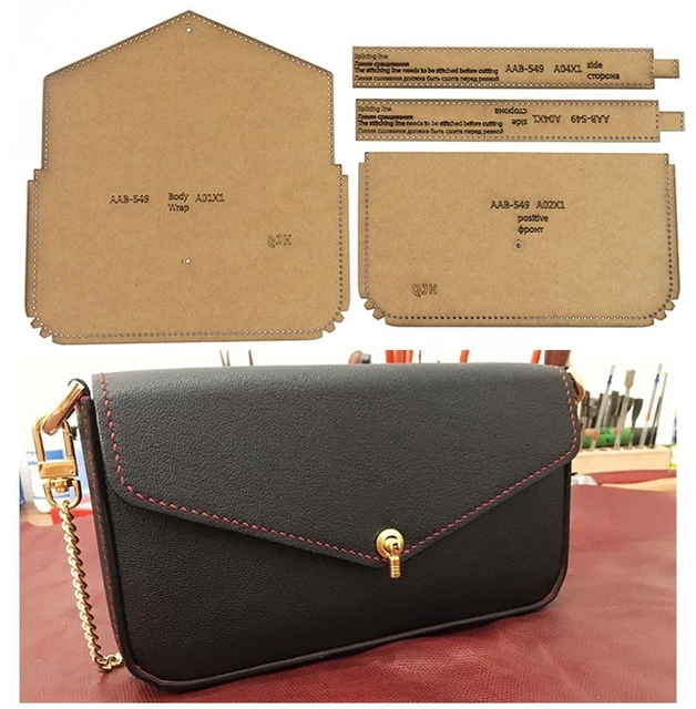 DIY Leather Craft Template Shoulder Bag Crossbody Clutch Sewing Pattern Stencil