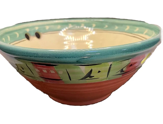 LESLIE KOEHLER Red Clay  Studio Pottery  Bowl Majolica Dragonfly Vermont HP