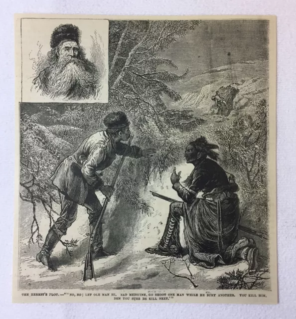 1880 Rivista Incisione ~ Sioux Indiano e La HERMIT'S Appezzamento