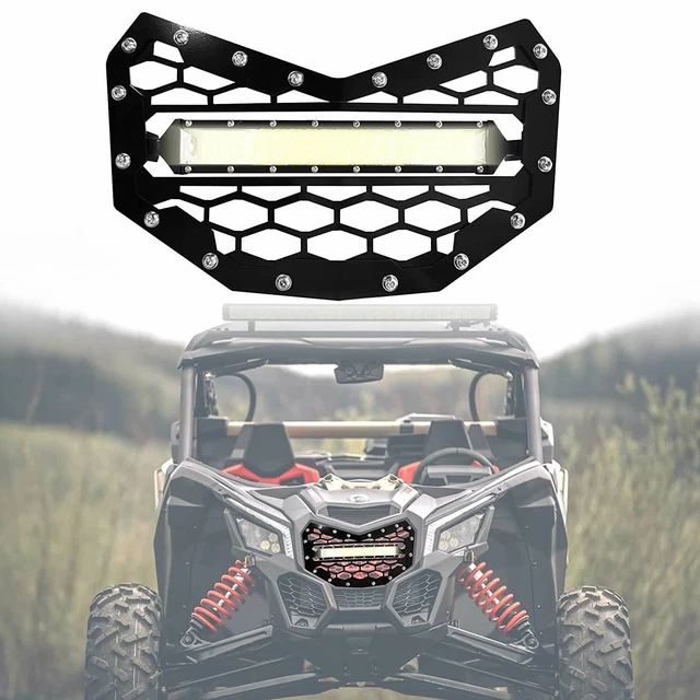 UTV FRONT BUMPER Mesh Grill LED Light Bar for Can Am Maverick X3 2017