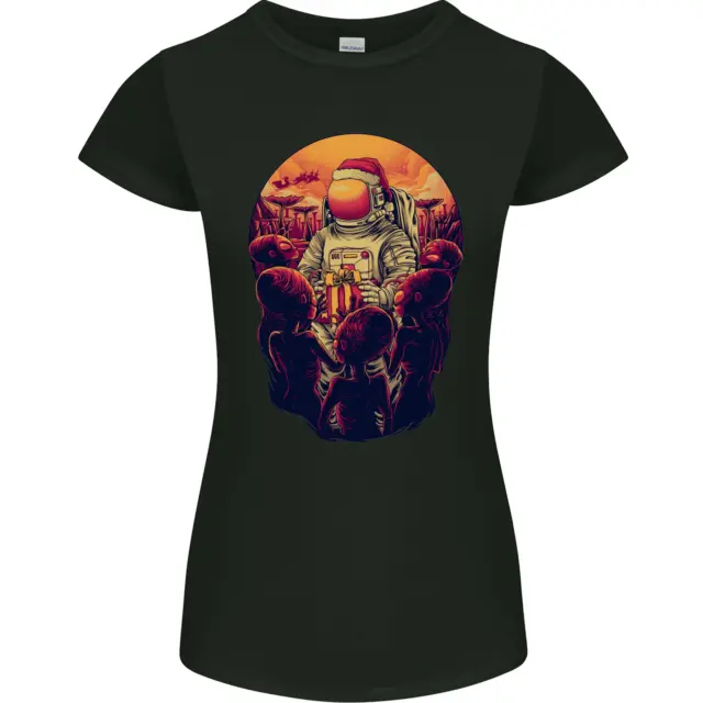 Spaceman Santa Christmas Space Astronaut T-shirt donna Petite Cut