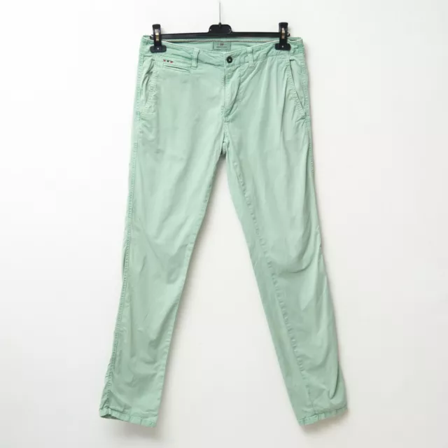 Napapijri Hombre W34 L32 Delgado Chino Pantalones Menta Casual Cremallera Urbano