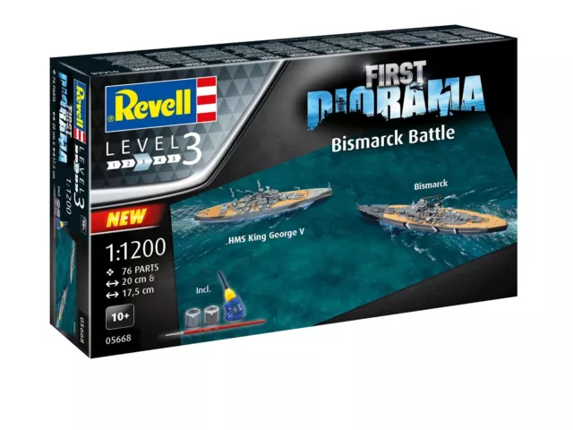 Revell 05668 First Diorama Set Bismarck Battle 1:1200 Bausatz Neu