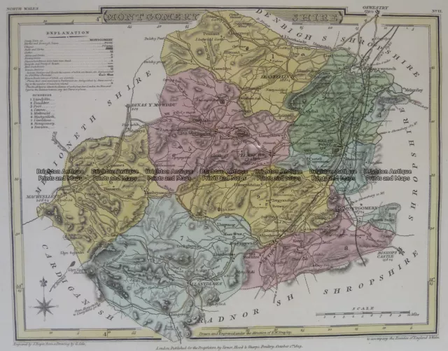 Antique Map 4-205 Wales Montgomeryshire by J Roper c.1809