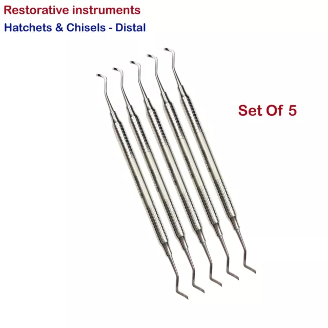 Set Of 5 - Dental Restorative Hatchets & Chisels Gingival Margin Trimmer Distal