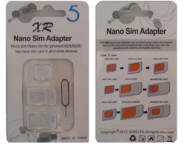 Adaptateur Carte Sim Nano + Micro Sim 3 en 1