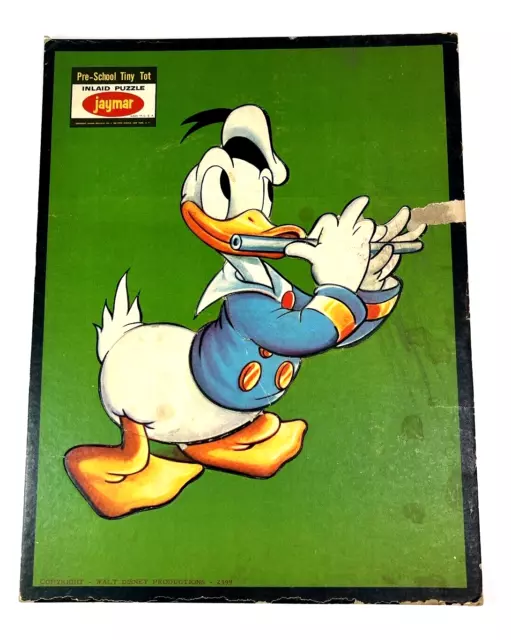 Vintage Jaymar Donald Duck Walt Disney Productions Inlaid Tray Puzzle