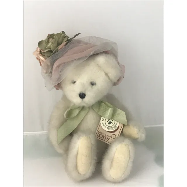 Boyds Margo DeBearvoire Teddy Bear Plush Stuffed Animal Jointed Flower Hat 10"