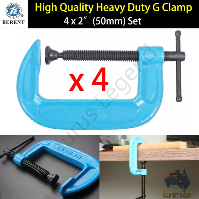 4x 2" Heavy Duty G Clamp Set BERENT Workbench Grip Tool Carpentry Metalwork