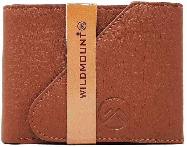 Nuevo Hombres Bronceado Color Poliuretano Plegable Cartera