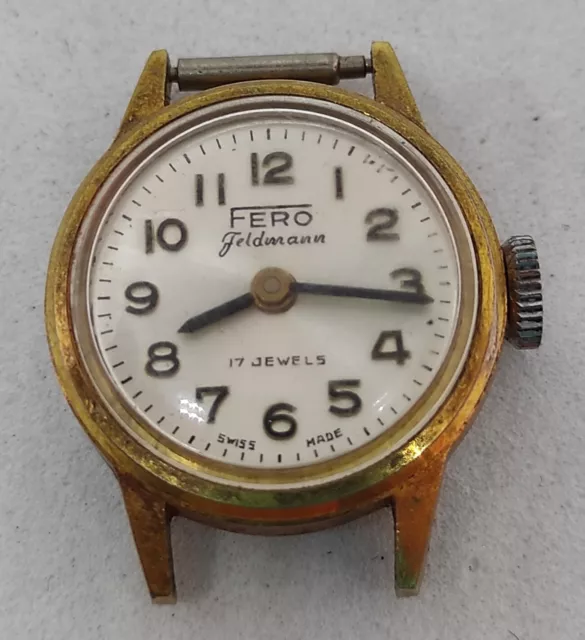 Ancienne Montre mecanique FERO Feldmann  dame pour piéces a restaurer Suisse