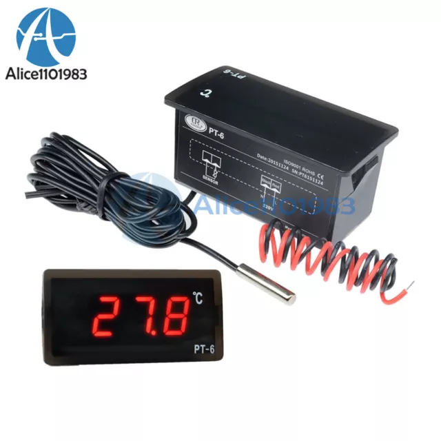 PT-6 220V -50 ℃ ~ + 110 ℃ Digital Thermometer Temperature Meter Aquarium Sensor