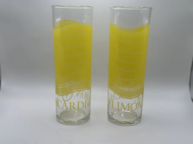 BACARDI LIMON RUM BRIGHT YELLOW LOGO DESIGN HIGHBALL/COCKTAIL GLASSES (Set Of 2)