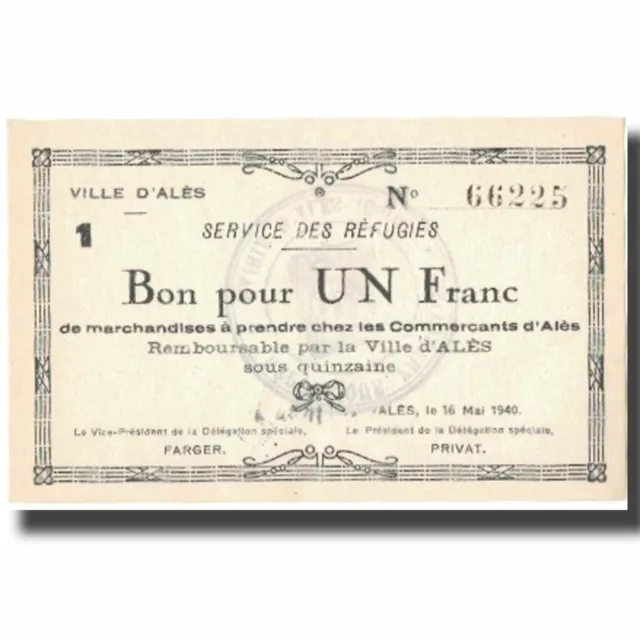 [#805687] France, Alès, 1 Franc, 1940, UNC