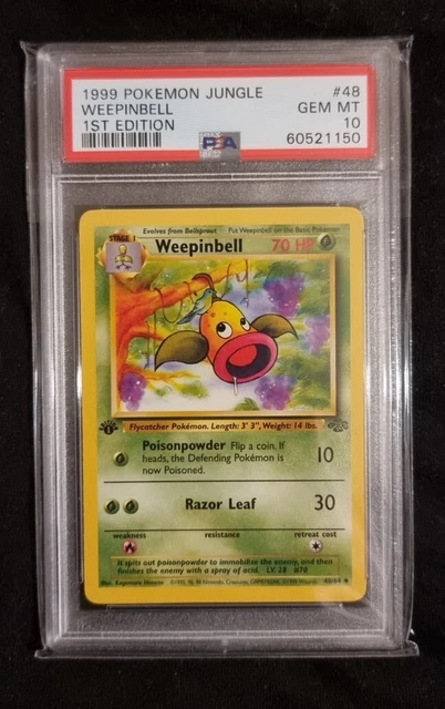 Weepinbell 1st Edition Jungle Set Pokemon Card  48/64 WOTC 1999 GEM MINT PSA 10