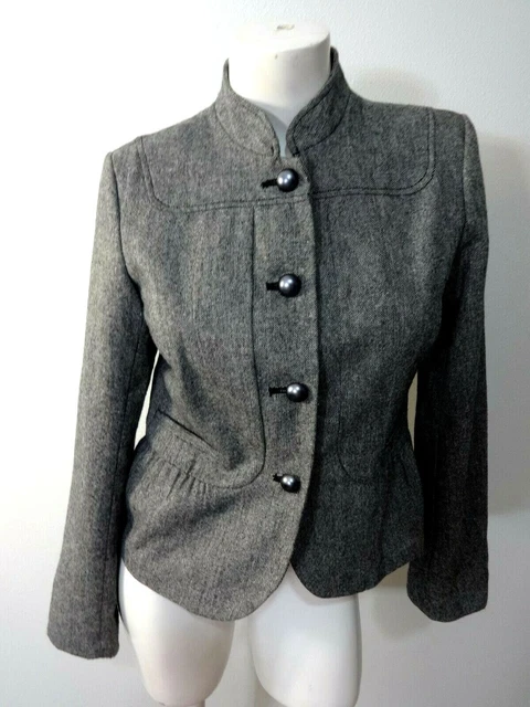 Apt 9 DONNA Misura 8P Bianco e Nero Tweed Misto Lana Giacca Blazer