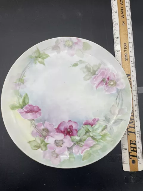 Antique 8 1/2” Hand Painted Floral Plate MZ Austria Moritz Zdekauer