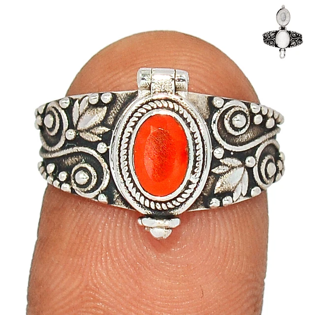 Poision - Treated Carnelian 925 Sterling Silver Ring Jewelry s.6.5 CR14601