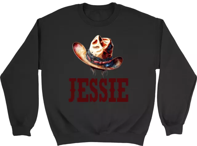 Personalised Cowgirl Hat Kid Sweatshirt Wild West Western Yeehaw Boy Girl Jumper