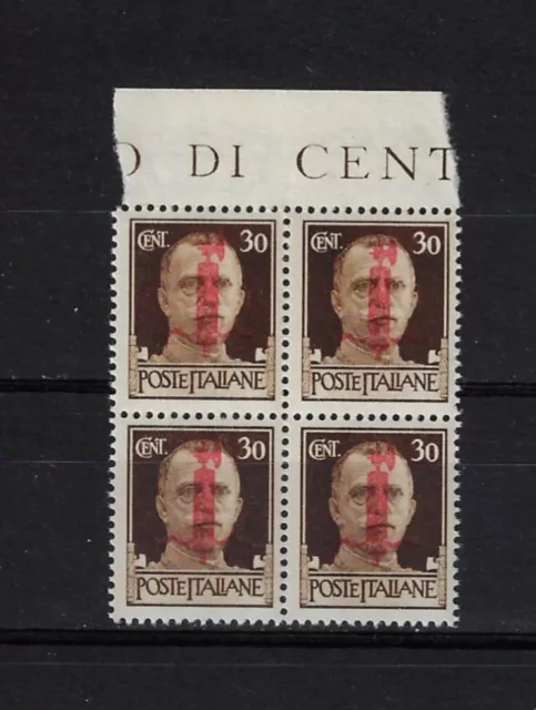 1944 RSI Repubblica Sociale - Fascetto 30c bruno - quartina bdf nuovi MNH