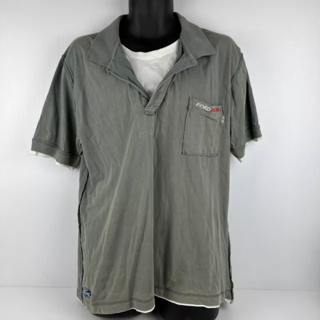 FORD RACING OFFICIAL Supporters Polo Shirt Mens 2XL Grey/White 63/76 $5 ...