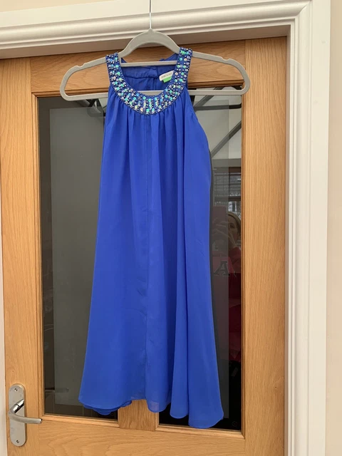 New Girls River Island Blue Party Holiday Blue Dress Age 11 Years