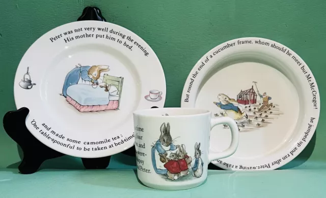 Peter Rabbit Wedgewood of Etruria & Barlaston 3pc Dishware Set, Beatrix Potter