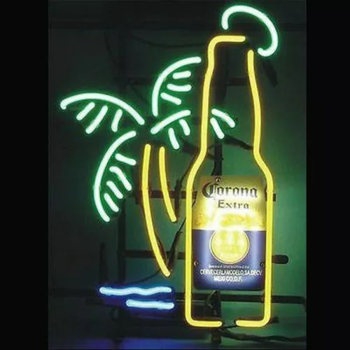 Corona Extra Flasche Palme Neon Sign Bier Bar Wand Dekor Leuchtreklame 19"x15"