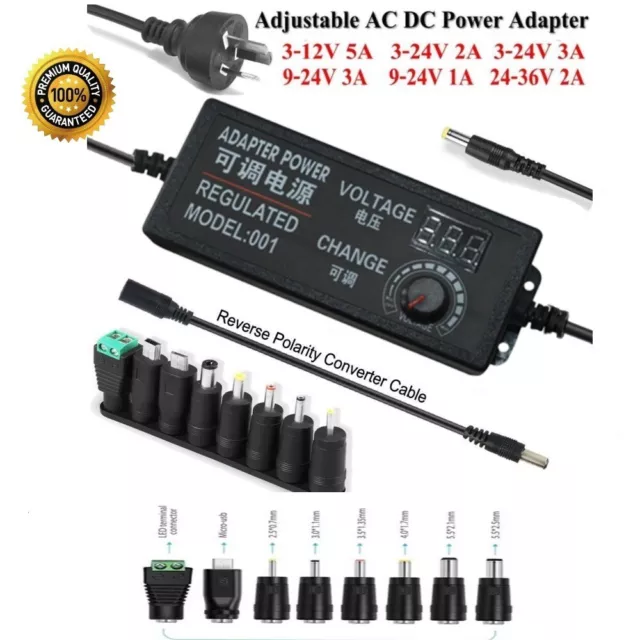 3-24V AC/DC Adjustable Power Supply Adapter Charger LED Display Variable Voltage