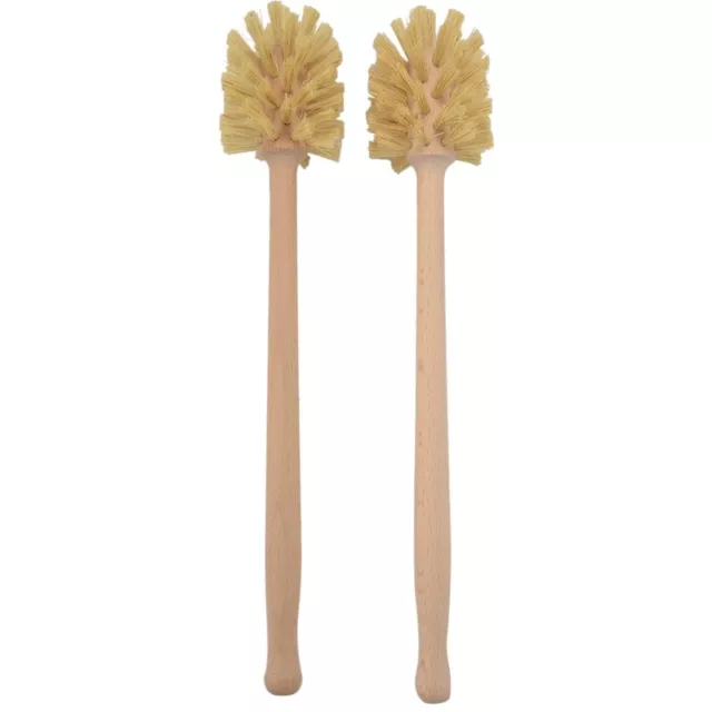 Toilet Brush, 2 Pack Wood Toilet Brush Made of Beechwood, Strong Bristlesh