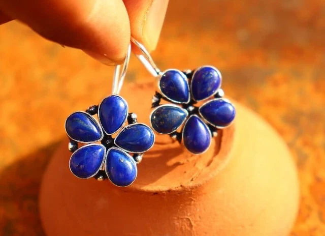 Orecchini a goccia in lapislazzuli: argento sterling con goccia blu - Italia
