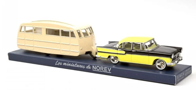 NOREV - 91 - Simca Chambord et Caravane Henon - Turquoise et bleu clair En boite
