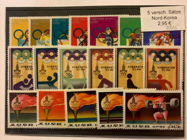 Briefmarken, 5 versch. Sätze, Olympia, Fußball, gestempelt