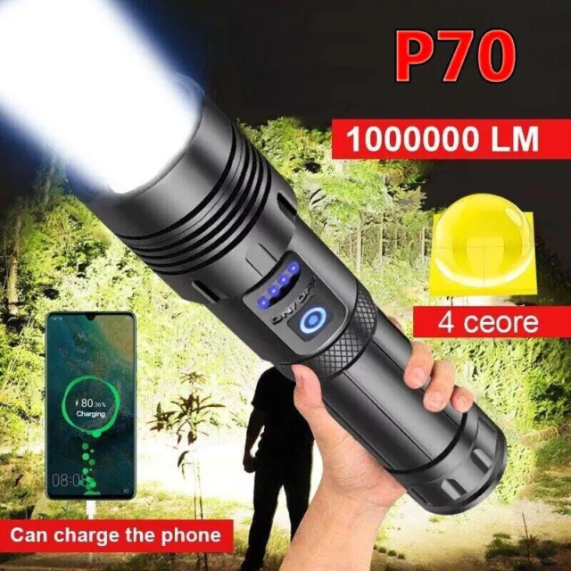 1000000 Lumens Super Bright LED Tactical Flashlight Rechargeable LED Work Light