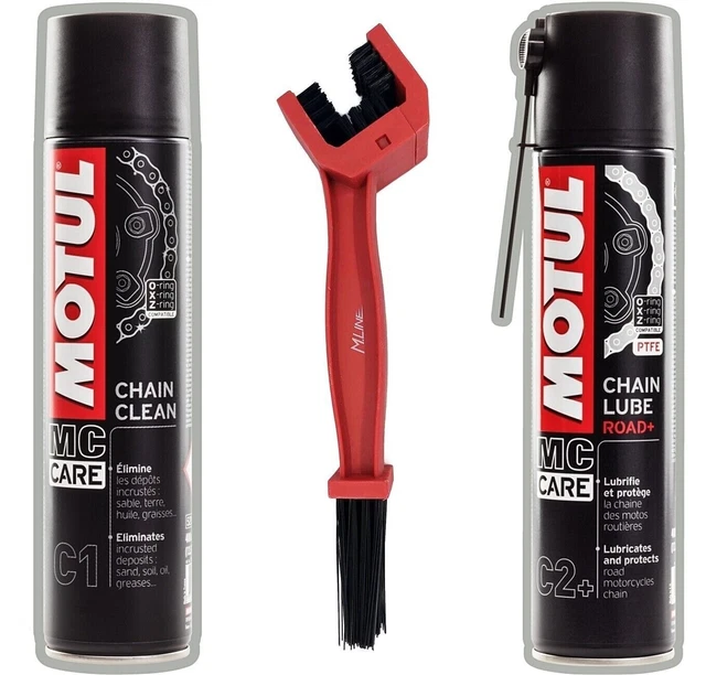 MOTUL C1 et C2 Nettoyant chaine moto spray chaine avec Brosse de nettoyage