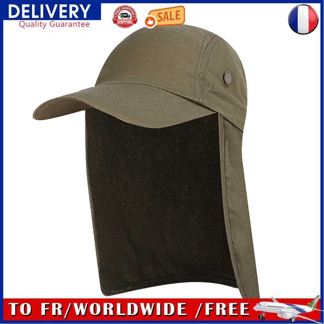 Unisex Fish Hat Sun Visor Cap Sun Protect with Ear Neck Cover (Army Green)