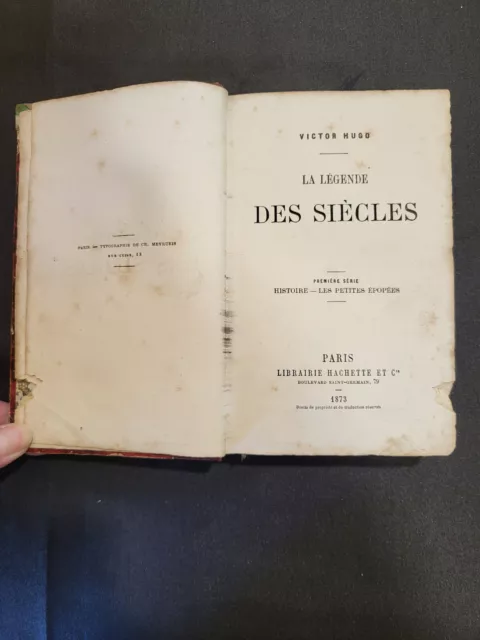 livre ancien - Victor Hugo - La Légende des siècles - Edition 1873