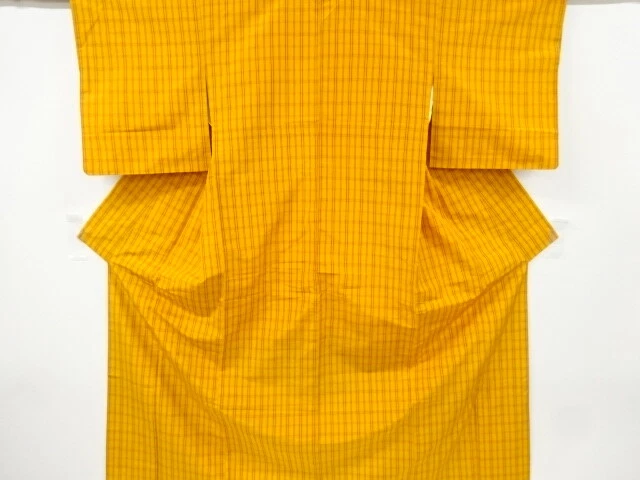 6656250: Japanese Kimono / Antique Kimono / Yonezawa Tsumugi / Woven Grid